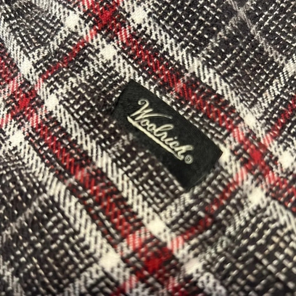WOOLRICH Womens Onyx Gray Black Plaid Button Up Collard Flannel Shirt - Picture 7 of 9